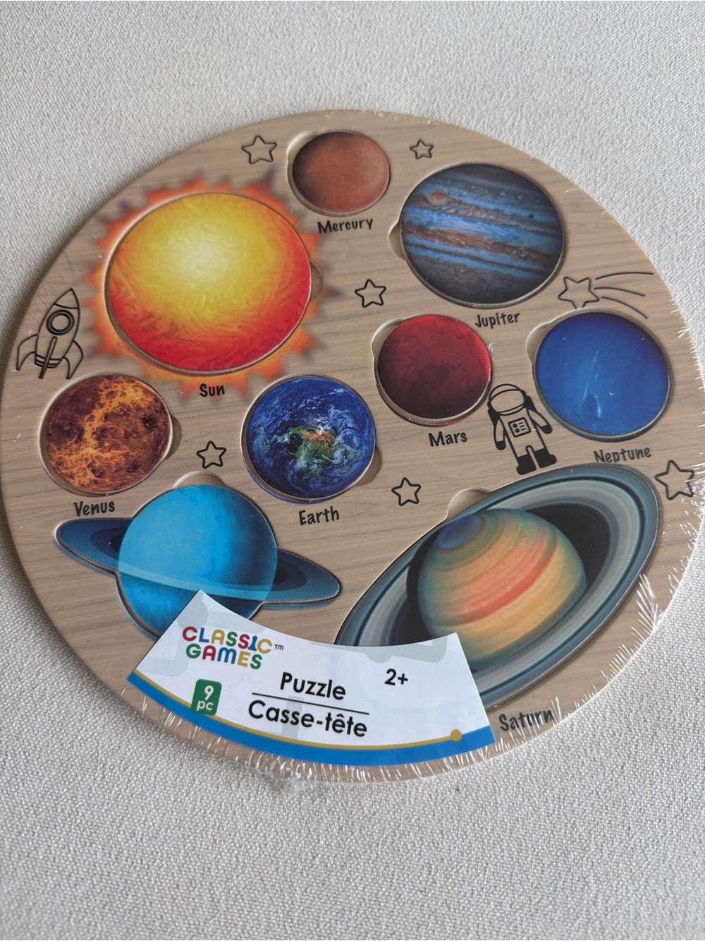 Montessori Classic Kids Solar System Wooden Puzzle - Multicolor